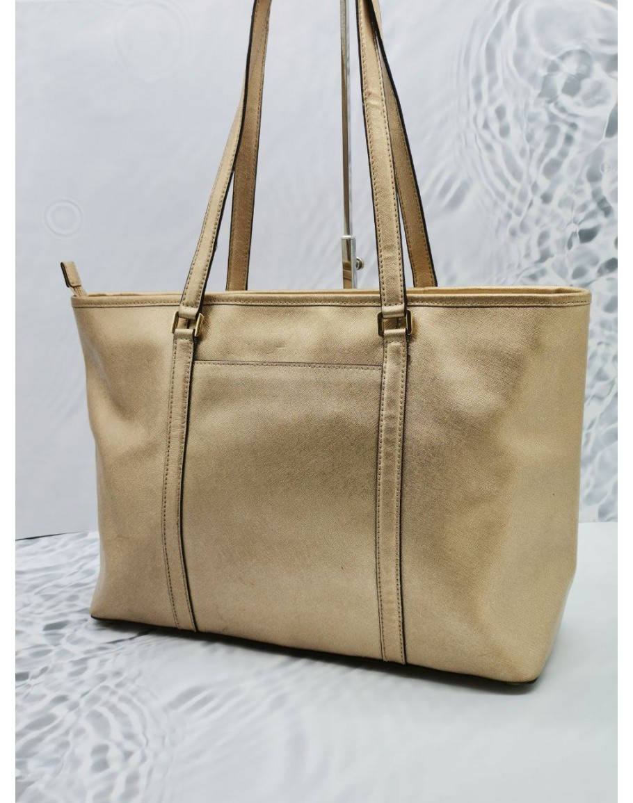 MICHAEL KORS METALLIC LEATHRE GOLD TOTE BAG